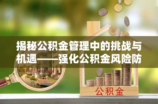 鄯善揭秘公积金管理中的挑战与机遇——强化公积金风险防控的多维策略